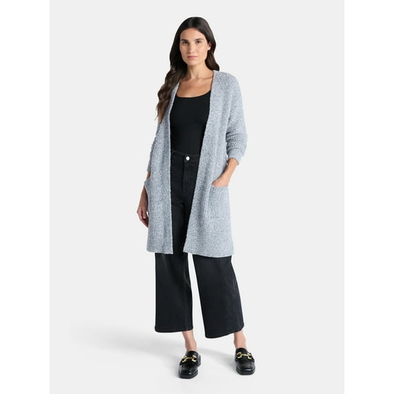 Time and Tru Women’s and Women’s Plus Super Soft Longline Cardigan Sweater, Lightweight, Size XS-4X