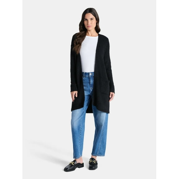 Time and Tru Women’s and Women’s Plus Super Soft Longline Cardigan Sweater, Lightweight, Size XS-4X