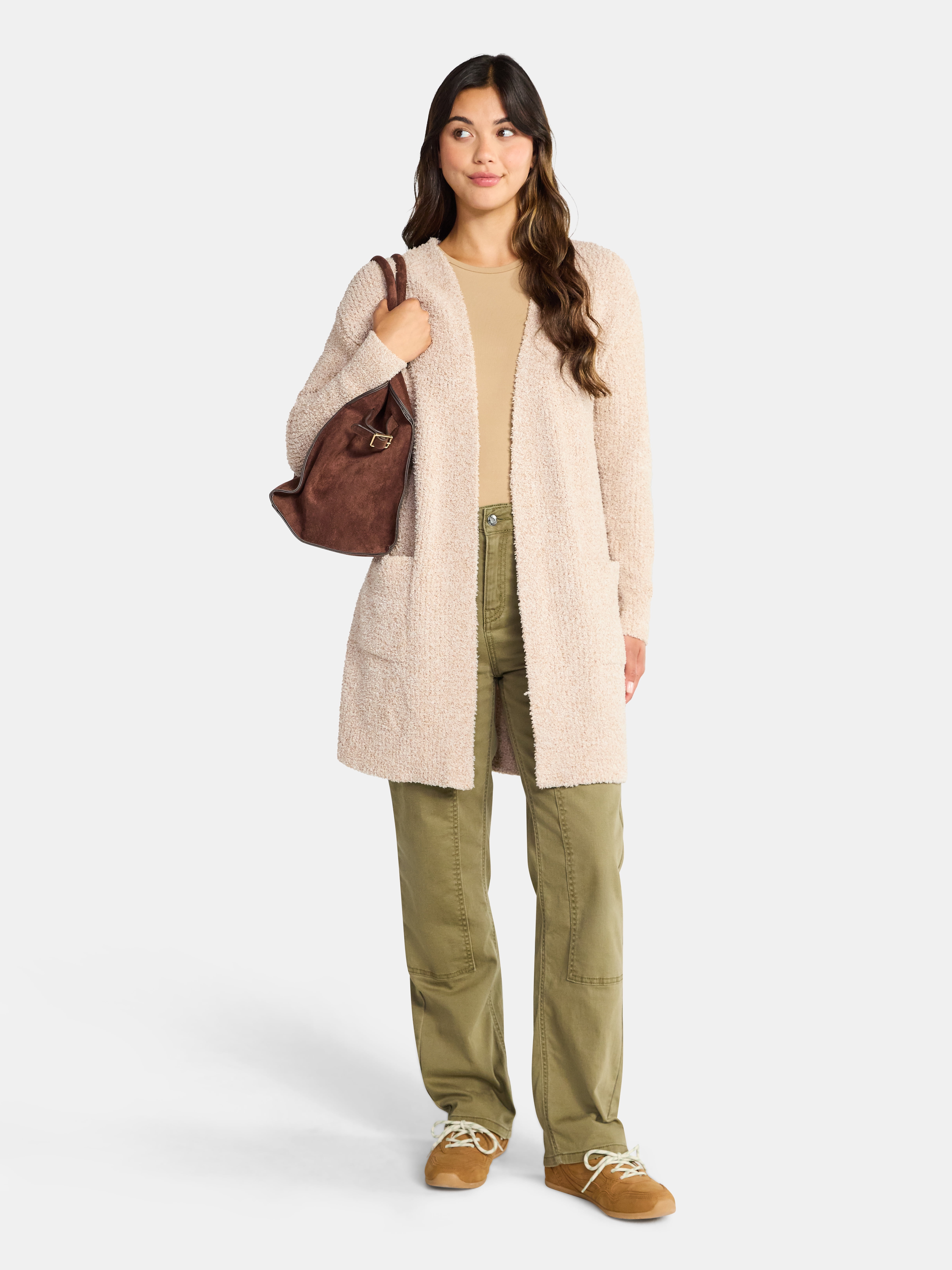 Time and Tru Women’s and Women’s Plus Super Soft Longline Cardigan Sweater, Lightweight, Size XS-4X