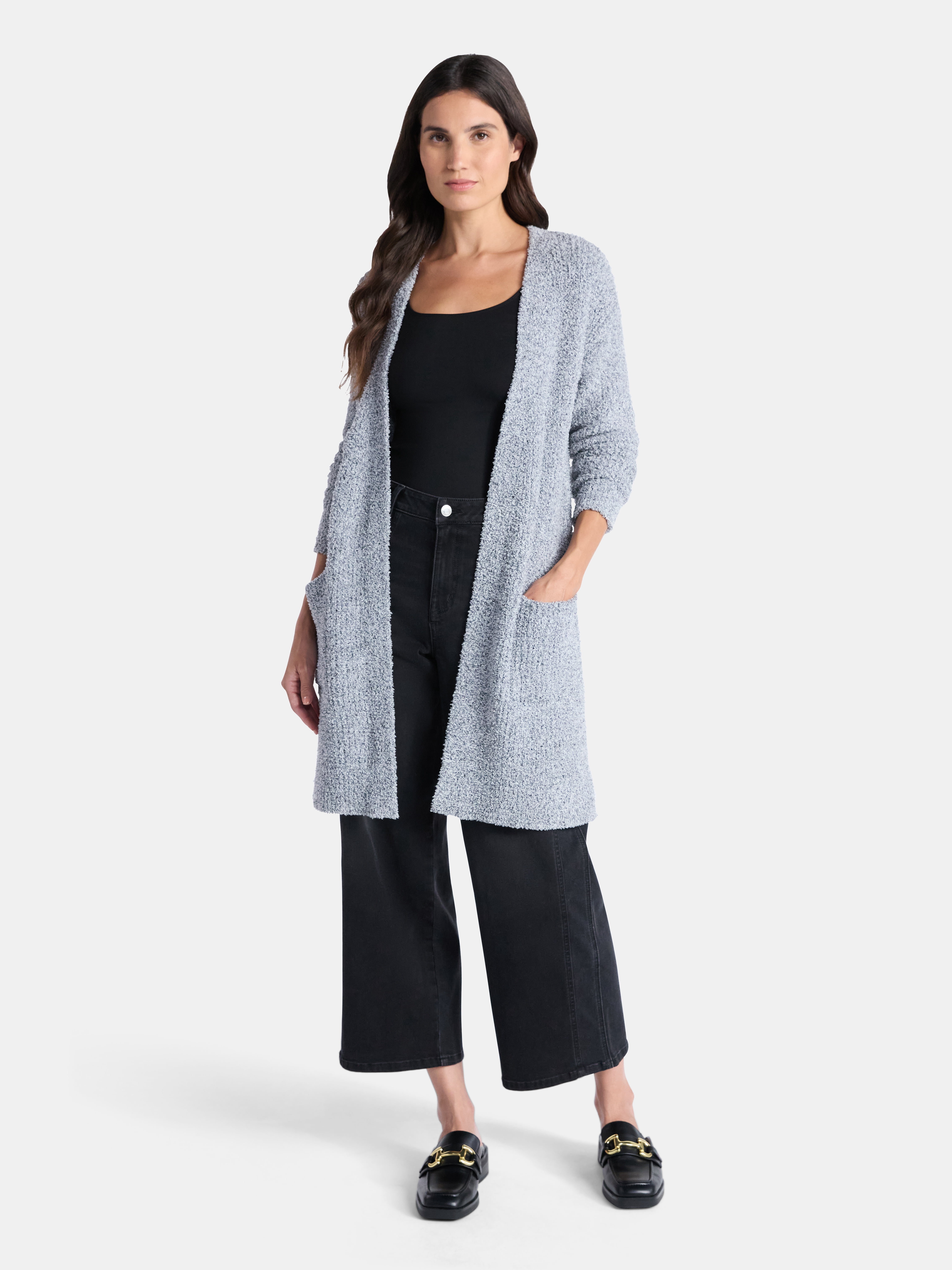 Time and Tru Women’s and Women’s Plus Super Soft Longline Cardigan Sweater, Lightweight, Size XS-4X