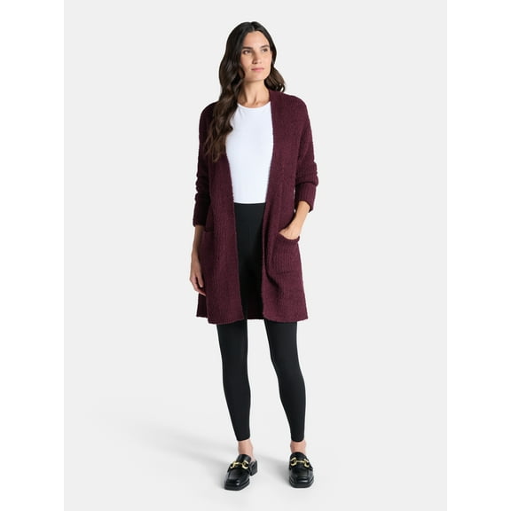 Time and Tru Women’s and Women’s Plus Super Soft Longline Cardigan Sweater, Lightweight, Size XS-4X