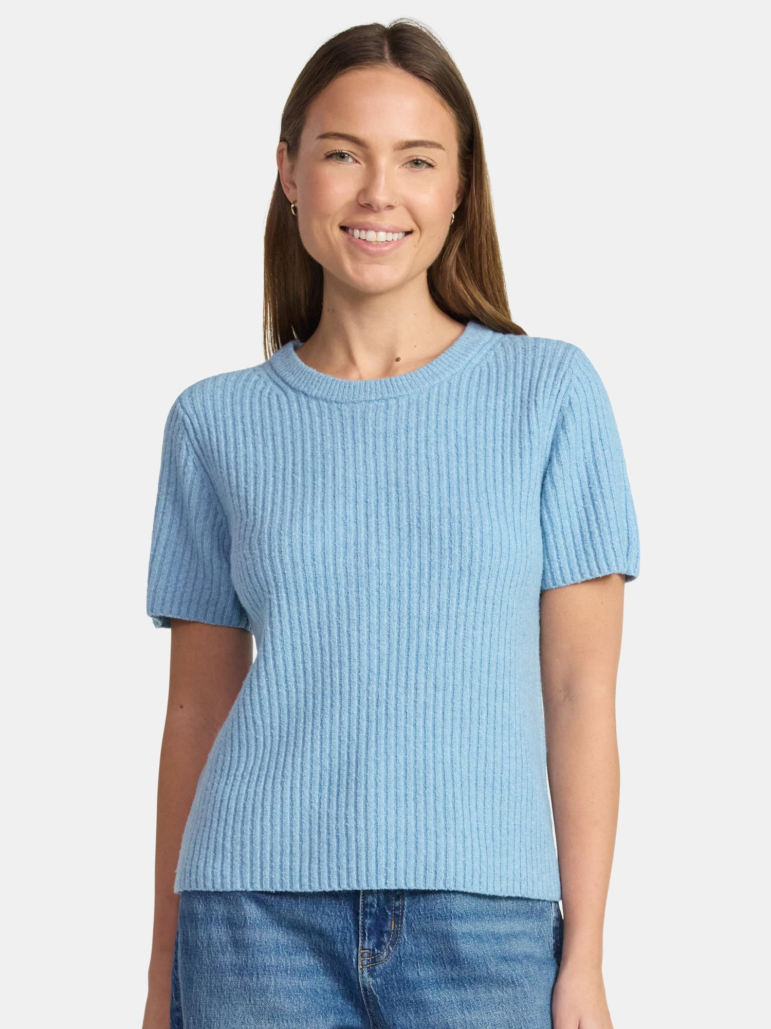 Time and Tru Women's Sweater Tee with Short Sleeves, Lightweight, Sizes XS-XXXL