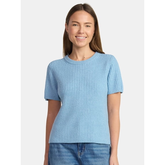 Time and Tru Women's Sweater Tee with Short Sleeves, Lightweight, Sizes XS-XXXL