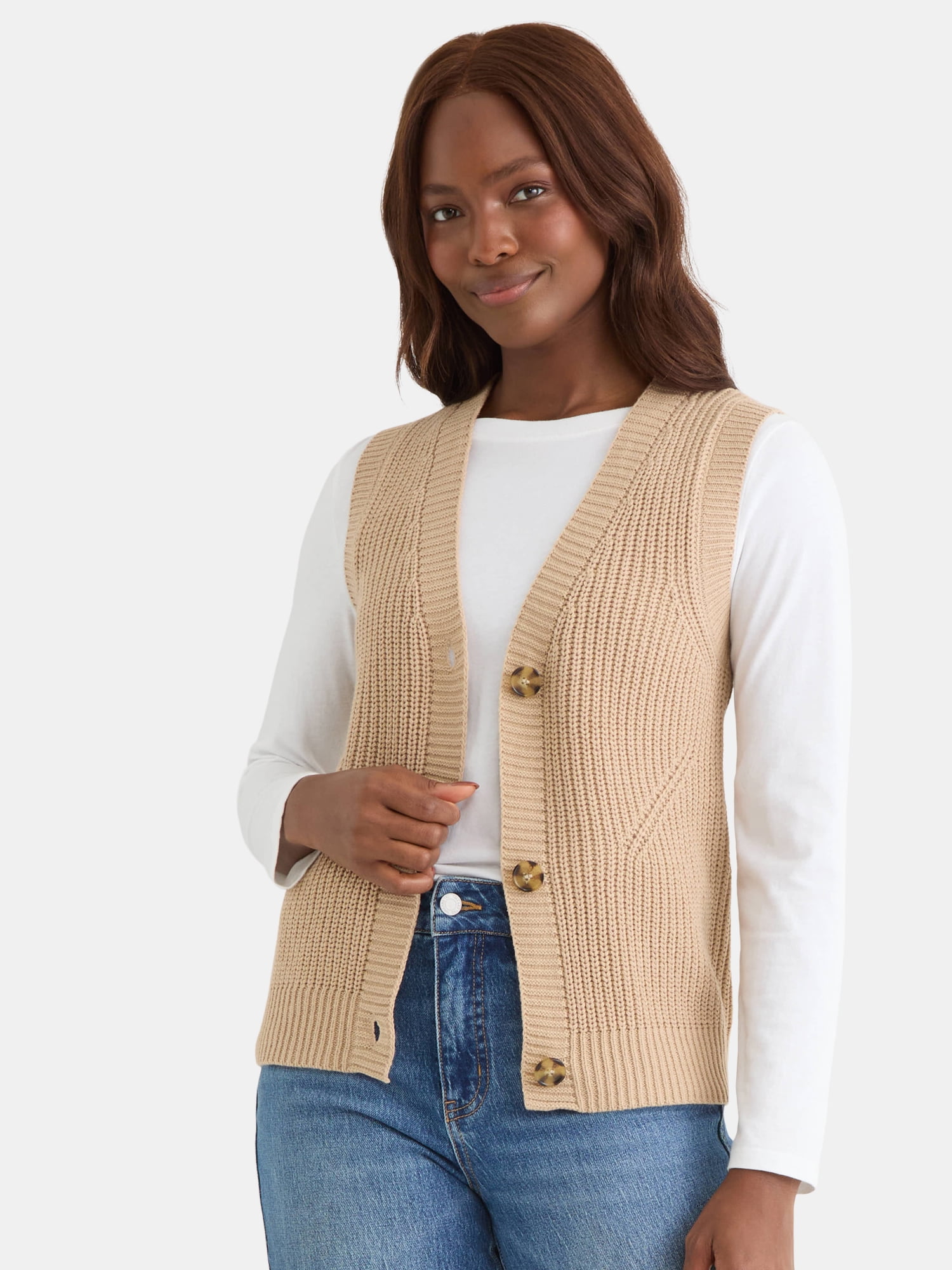 Time and Tru Women's Sweater Vest, Sizes XS-XXXL