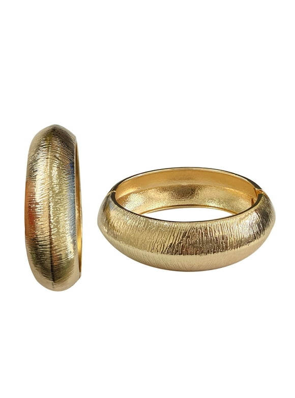 Textured Hinge Bangle Gold Plated for Female Adults and Teens