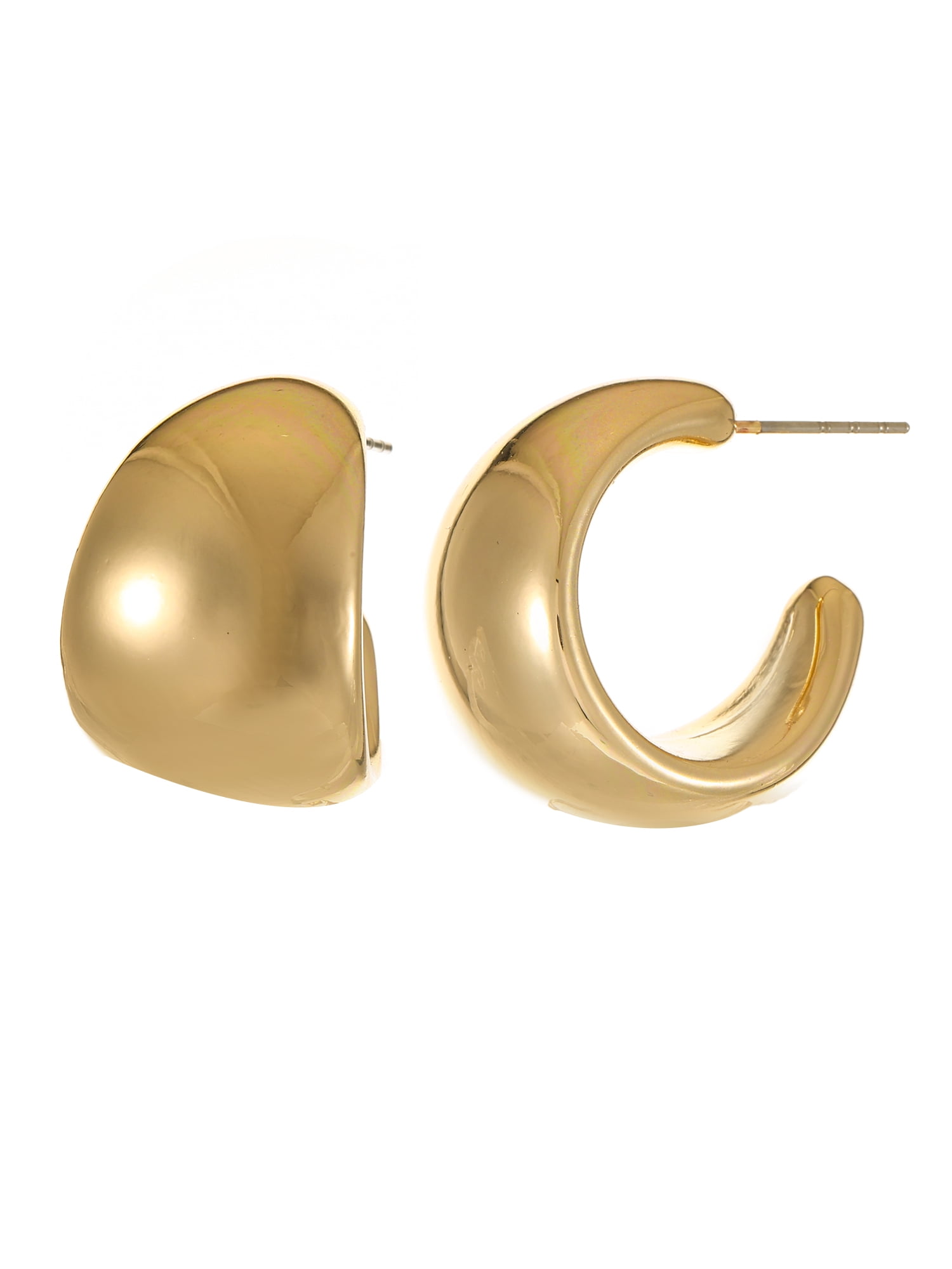 TIME AND TRU Womens Thick Gold-Tone Hoop Earrings, 1 Pair