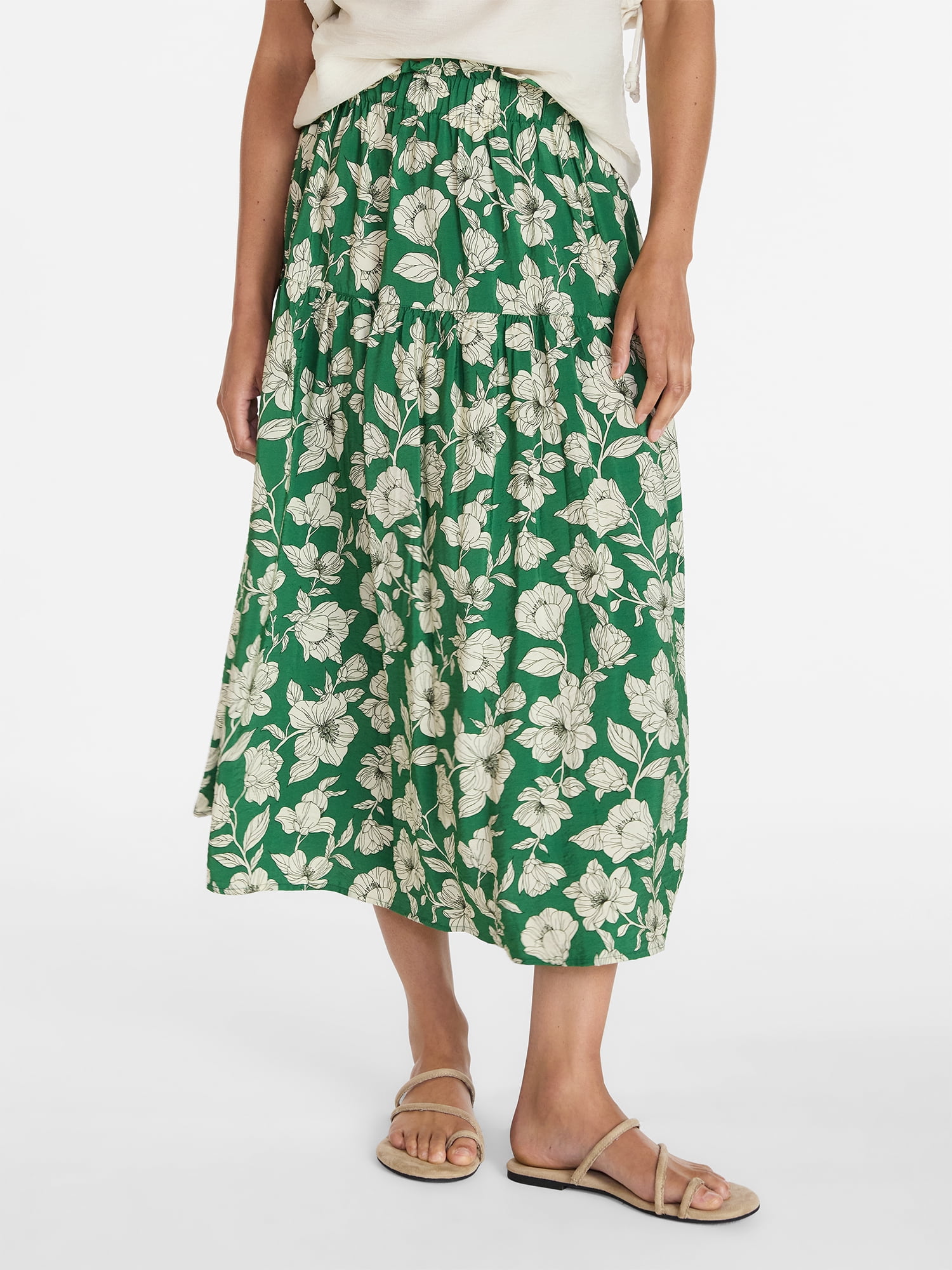 Time and Tru Women’s Tiered Maxi Skirt, Sizes XS-XXXL