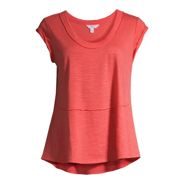 Time and Tru U-Neck T-Shirt with Short Sleeves - Walmart.com