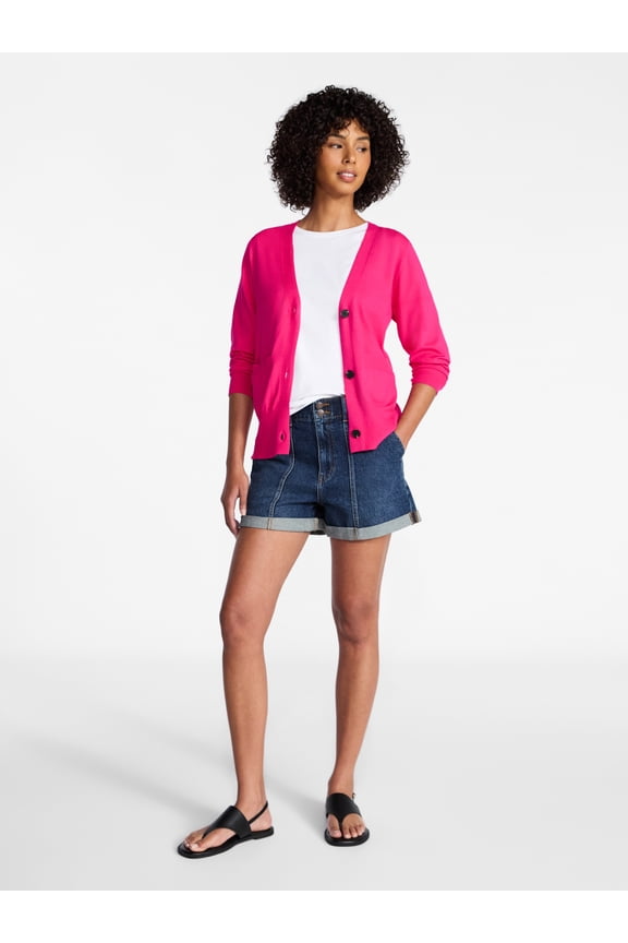 Women's V-Neck Cardigan Sweater, Lightweight, Sizes XS-XXXL