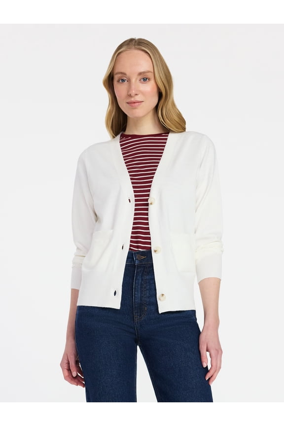 Women's V-Neck Cardigan Sweater, Lightweight, Sizes XS-XXXL