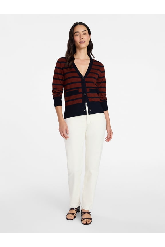 Women's V-Neck Cardigan Sweater, Lightweight, Sizes XS-XXXL