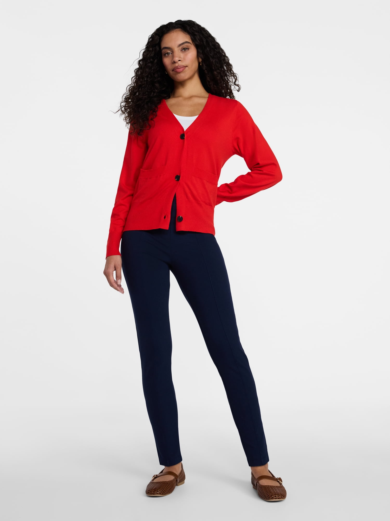 Time and Tru Women's V-Neck Cardigan Sweater, Lightweight, Sizes XS-XXXL