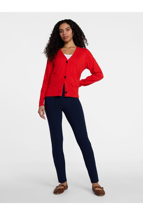 Women's V-Neck Cardigan Sweater, Lightweight, Sizes XS-XXXL