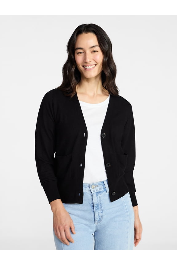 Women's V-Neck Cardigan Sweater, Lightweight, Sizes XS-XXXL