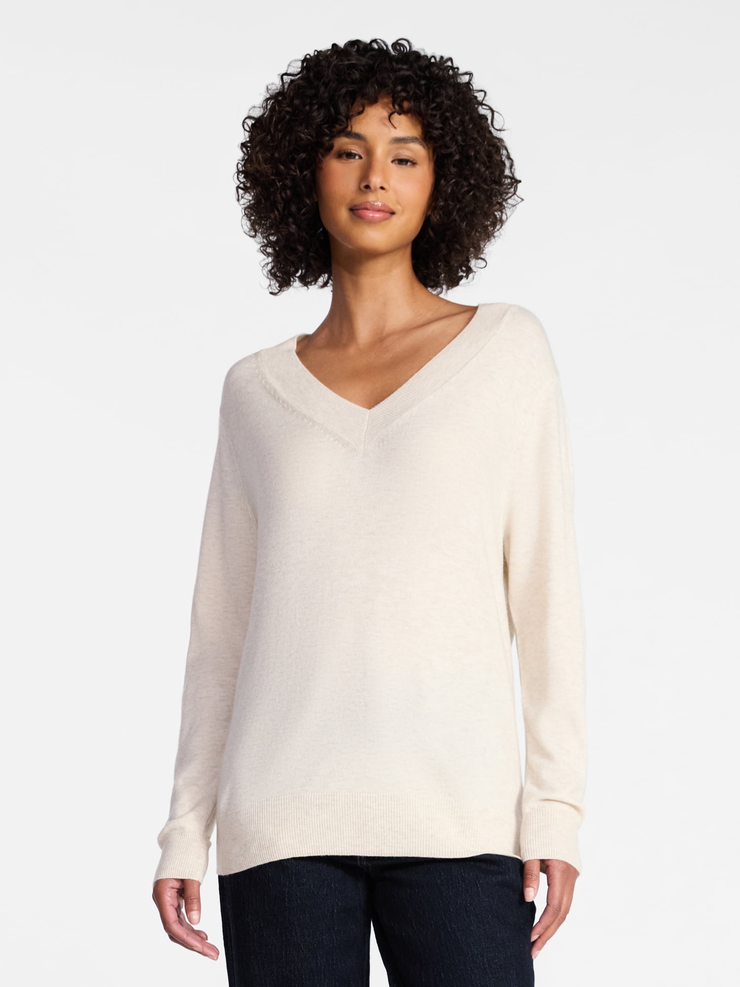 Time and Tru Women's V Neck Sweater, Lightweight, Sizes XS-XXXL