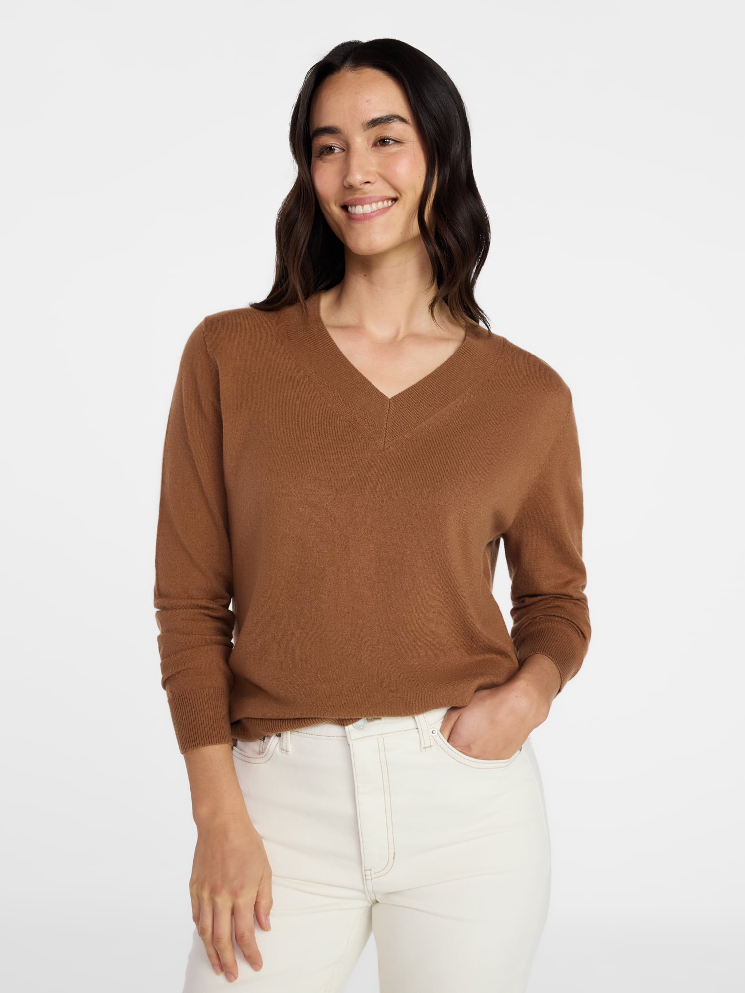 Time and Tru V-Neck Pullover Sweater, Size XS- XXXL