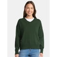 thumbnail image 1 of Time and Tru Women's V Neck Pullover Sweater, Lightweight, Sizes XS-XXXL, 1 of 5