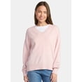 thumbnail image 1 of Time and Tru Women's V Neck Pullover Sweater, Lightweight, Sizes XS-XXXL, 1 of 5