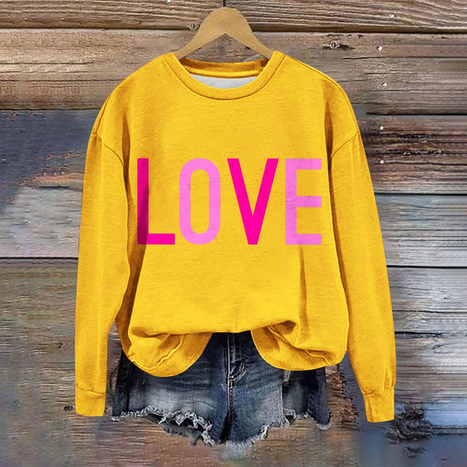 Time and Tru Vivianyo HD Love Sweatshirt Women Valentine's Day Shirts