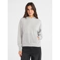 thumbnail image 1 of Time and Tru Women's Waffle Pocket Mixed Media Hoodie, Light Grey Heather, M, 1 of 5