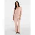 thumbnail image 1 of Time and Tru Women's V-Neck Sweater and Pants Lounge Set, 2-Piece, Sizes, XS-XXXL, 1 of 5