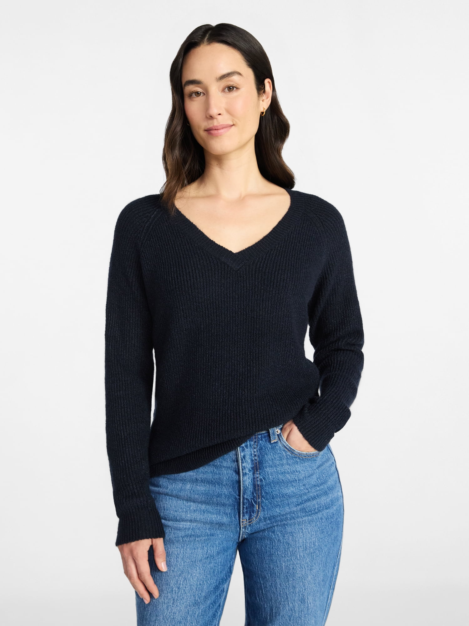 Time and Tru Women's V-Neck Sweater and Pants Lounge Set, 2-Piece, Sizes, XS-XXXL