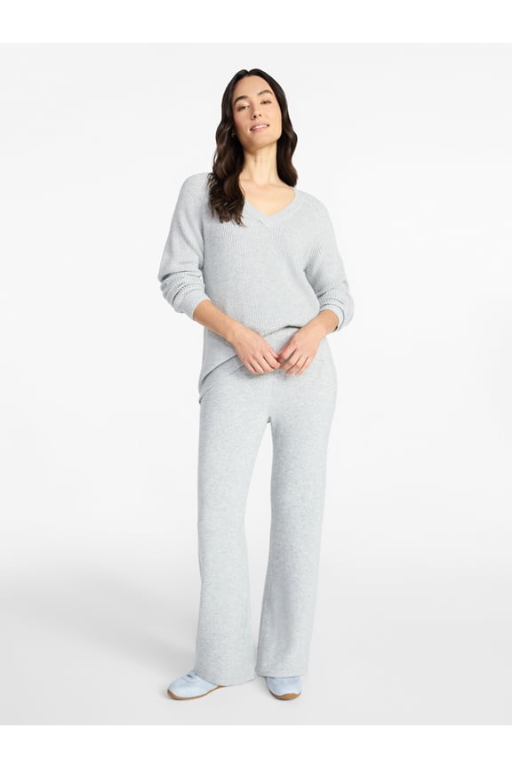 Women's V-Neck Sweater and Pants Lounge Set, 2-Piece, Sizes, XS-XXXL