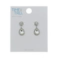 thumbnail image 1 of Time and Tru Woman's Stone Drop Earring, Rhodium, 1 of 3