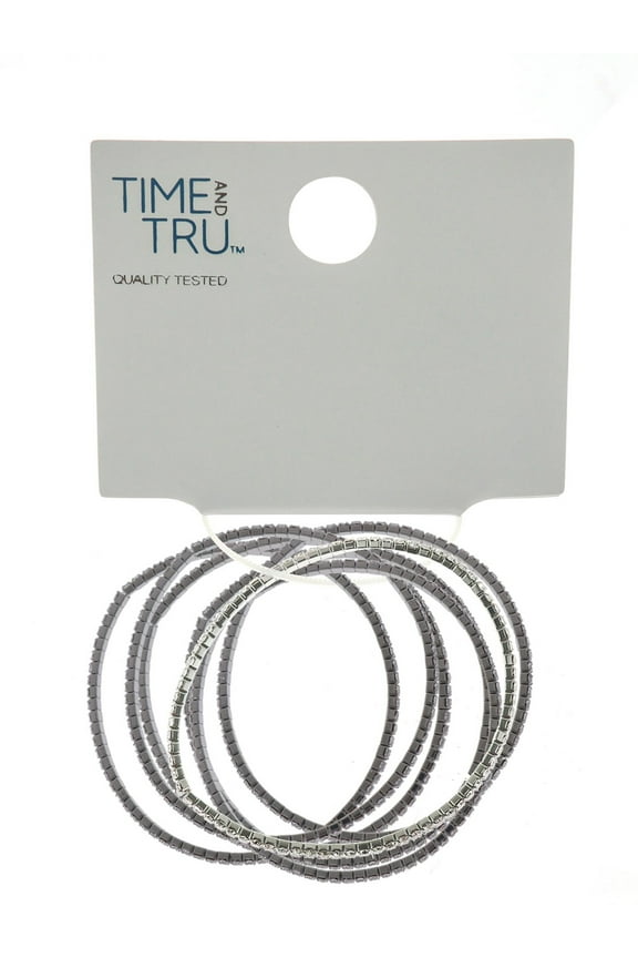 Woman's Stone Stretch Bracelet Set Rhodium