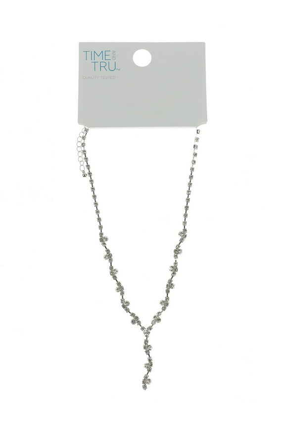 Woman's Stone Y Necklace, Rhodium