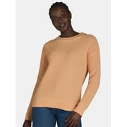 Time and Tru Woman's Waffle Stitch Sweater with Long Sleeves, Midweight, Sizes XS-XXXL