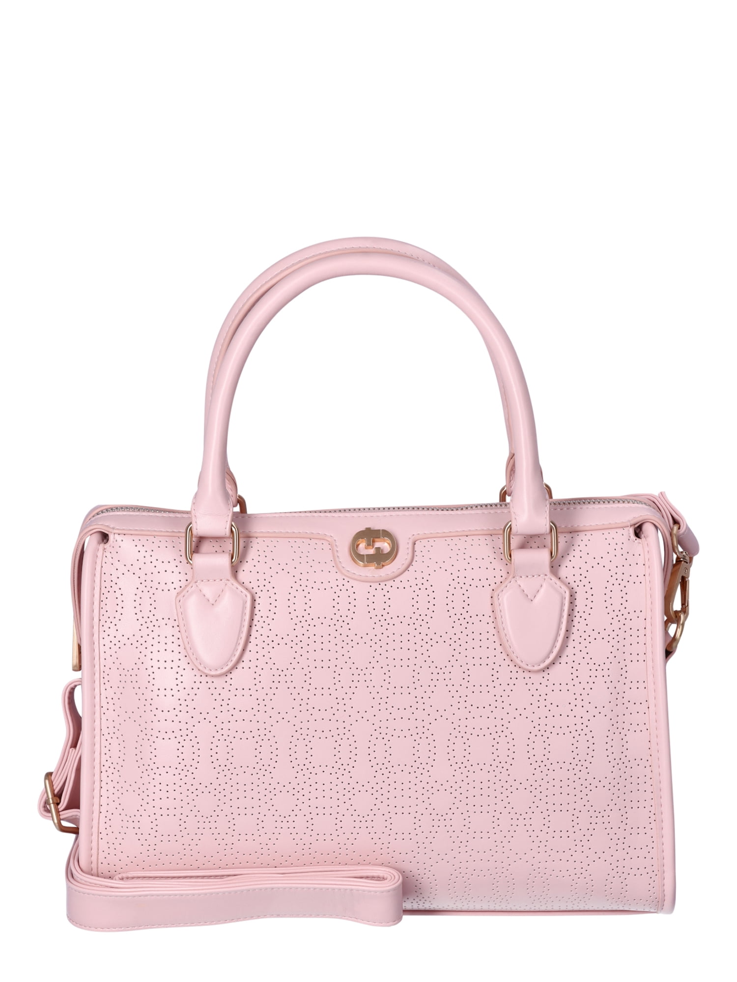 Time and Tru Woman s Wyatt Satchel Handbag Pink Blush Perforated