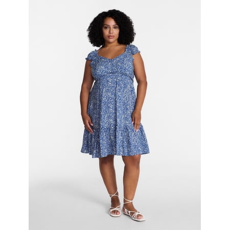 Time and Tru Women's Empire Waist Mini Dress, Sizes XS-XXXL