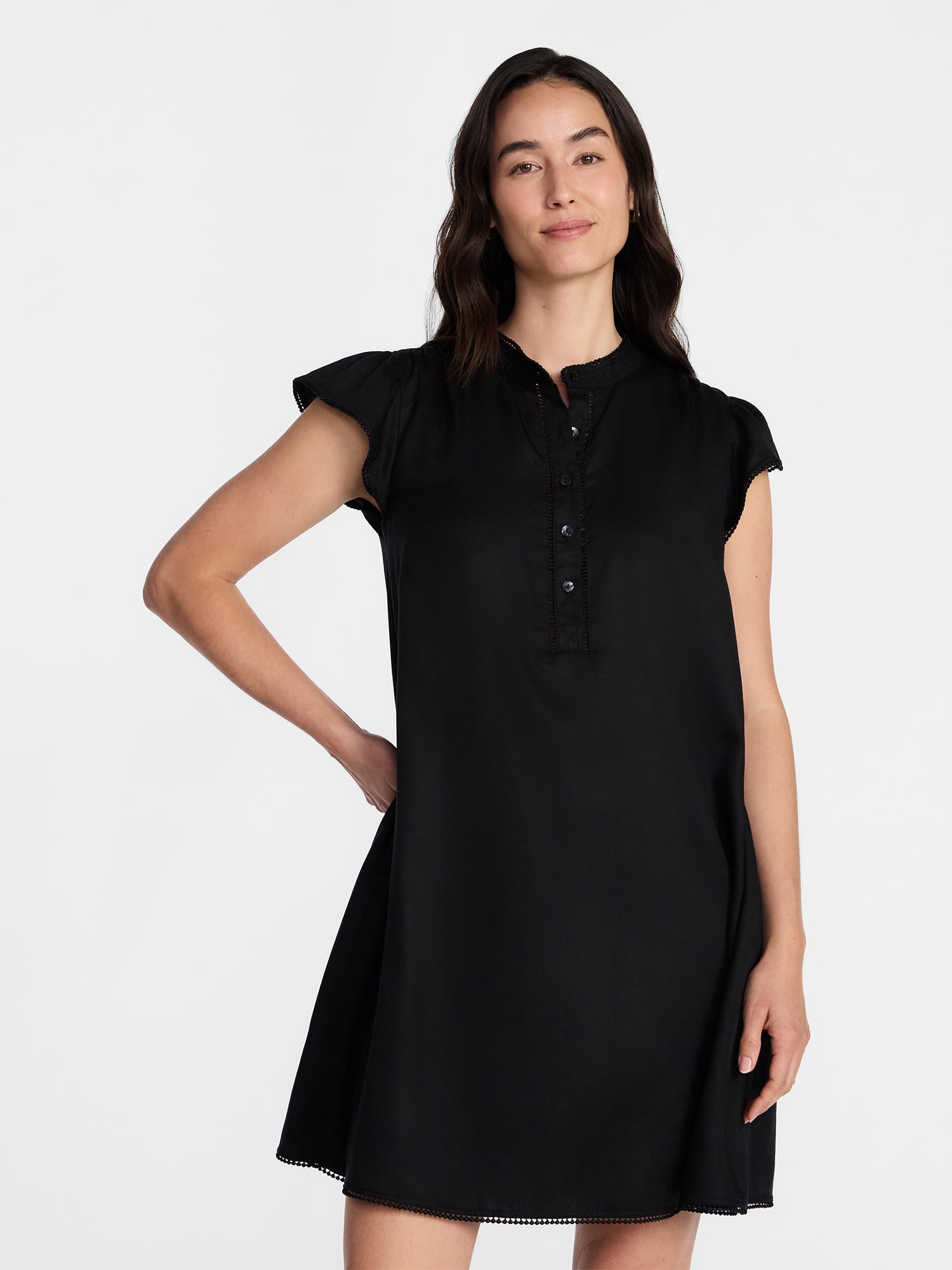Time and Tru Women's Flutter Sleeve Mini Dress, Sizes XS-XXXL