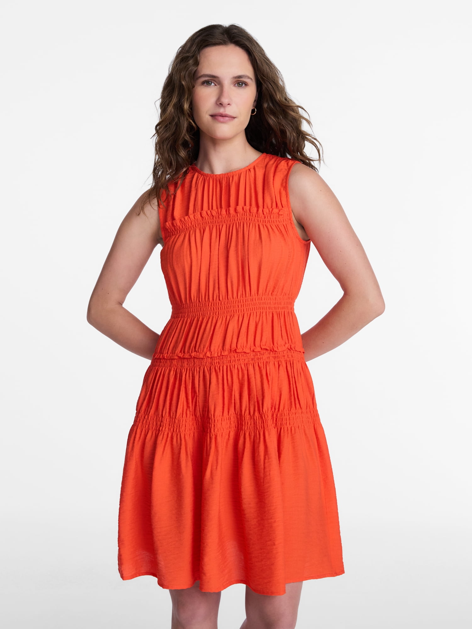 Time and Tru Women's Smocked Sleeveless Mini Dress, Sizes XS-XXXL