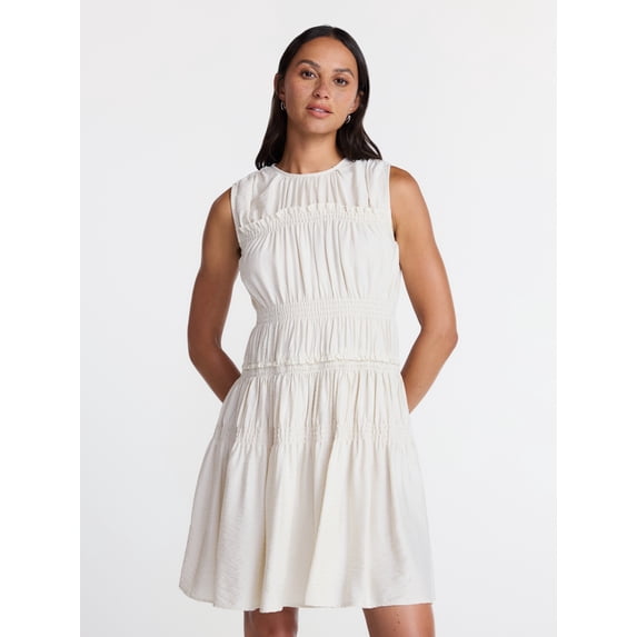 Time and Tru Women's Smocked Sleeveless Mini Dress, Sizes XS-XXXL