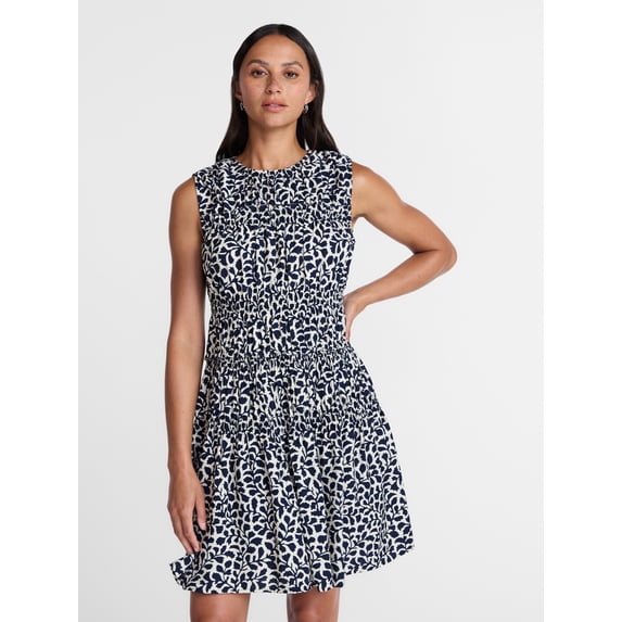 Time and Tru Women's Smocked Sleeveless Mini Dress, Sizes XS-XXXL