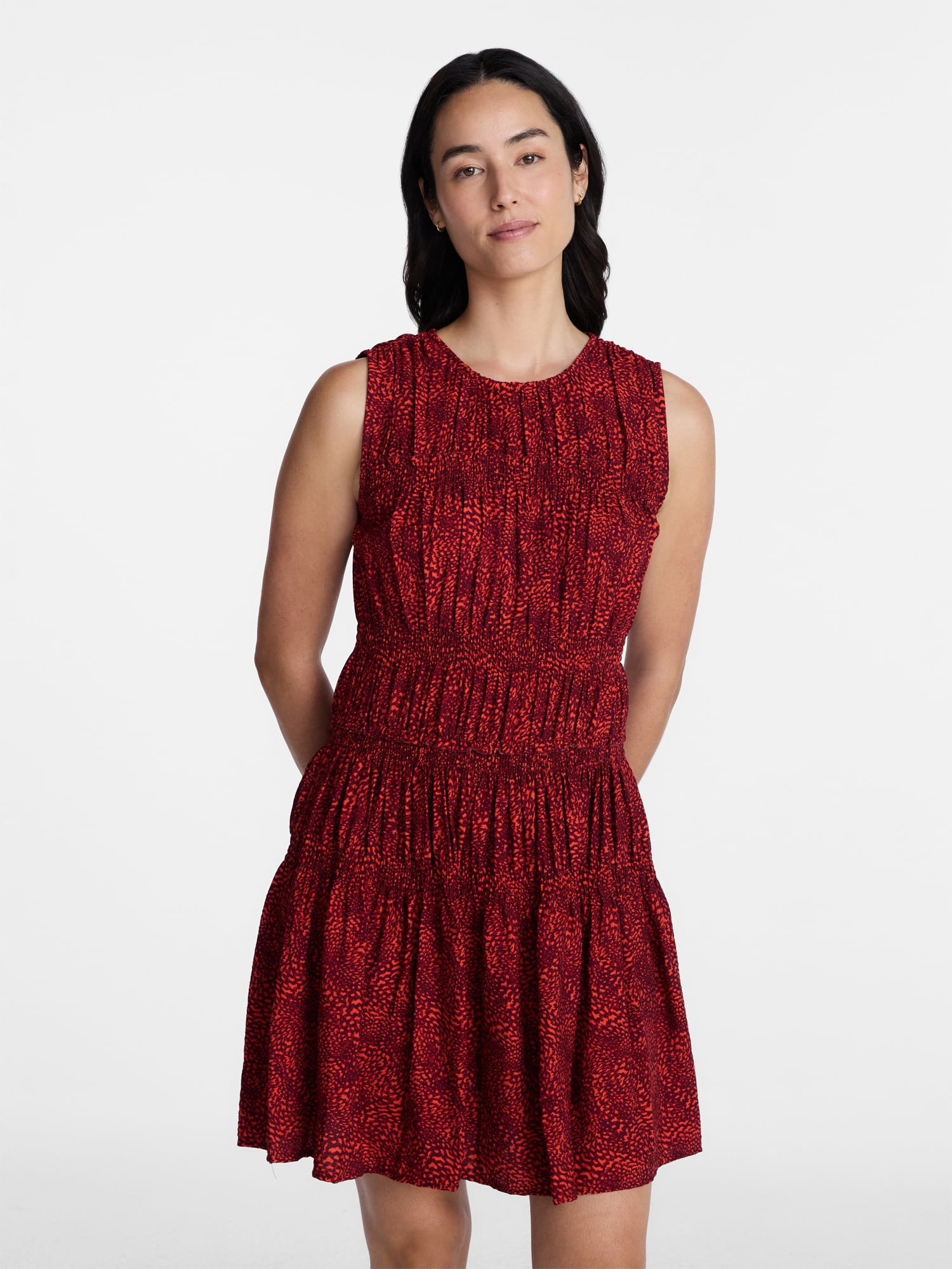 Women's Plus Size Smocked Sleeveless Mini Dress, Sizes 1X-4X