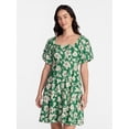 thumbnail image 1 of Time and Tru Women's Airflow Mini Dress with Puff Sleeves, Sizes XS-XXXL, 1 of 6
