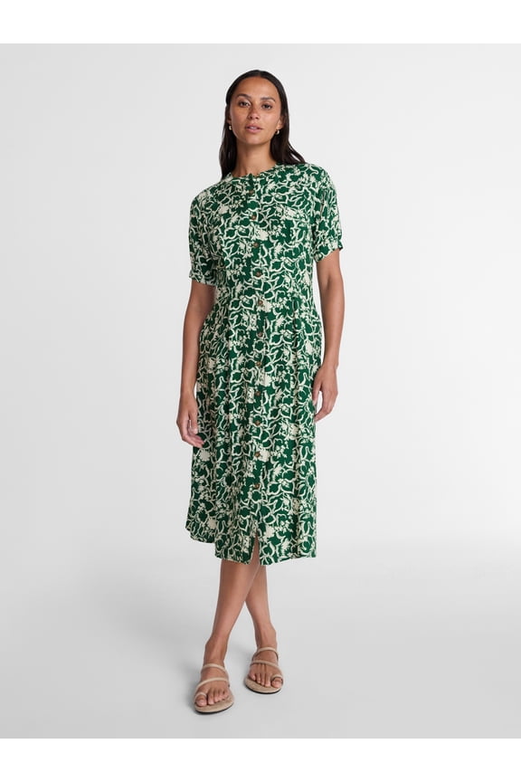 Women's Pleated Midi Shirtdress, Sizes XS-XXXL