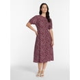 thumbnail image 1 of Time and Tru Women's Pleated Midi Shirtdress, Sizes XS-XXXL, 1 of 4