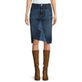 thumbnail image 1 of Time and Tru Women’s 100% Cotton Patchwork Denim Skirt, 1 of 5