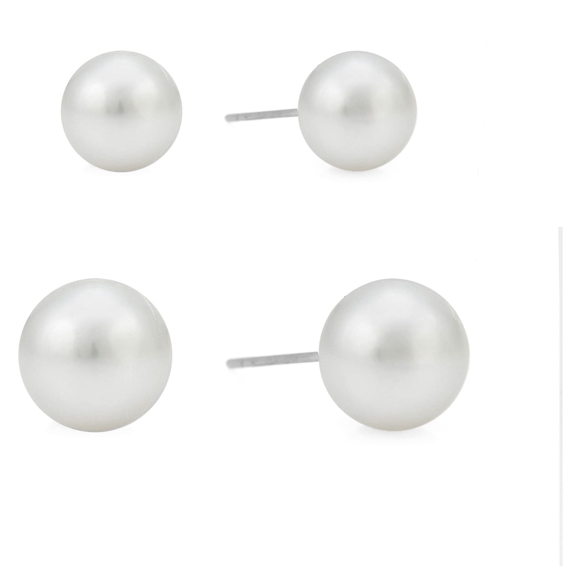 Time and Tru Women's 2 Pack of Faux Pearl Stud Earrings