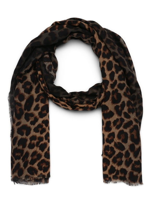 Women's Leopard Printed Scarf, One Size, Ombre Tan