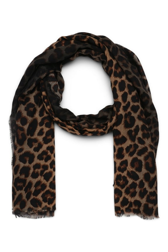 Women's Leopard Printed Scarf, One Size, Ombre Tan