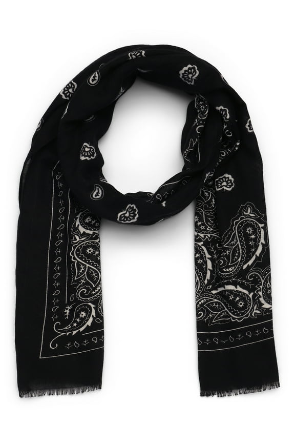 Women's Paisley Printed Scarf, One Size, Black