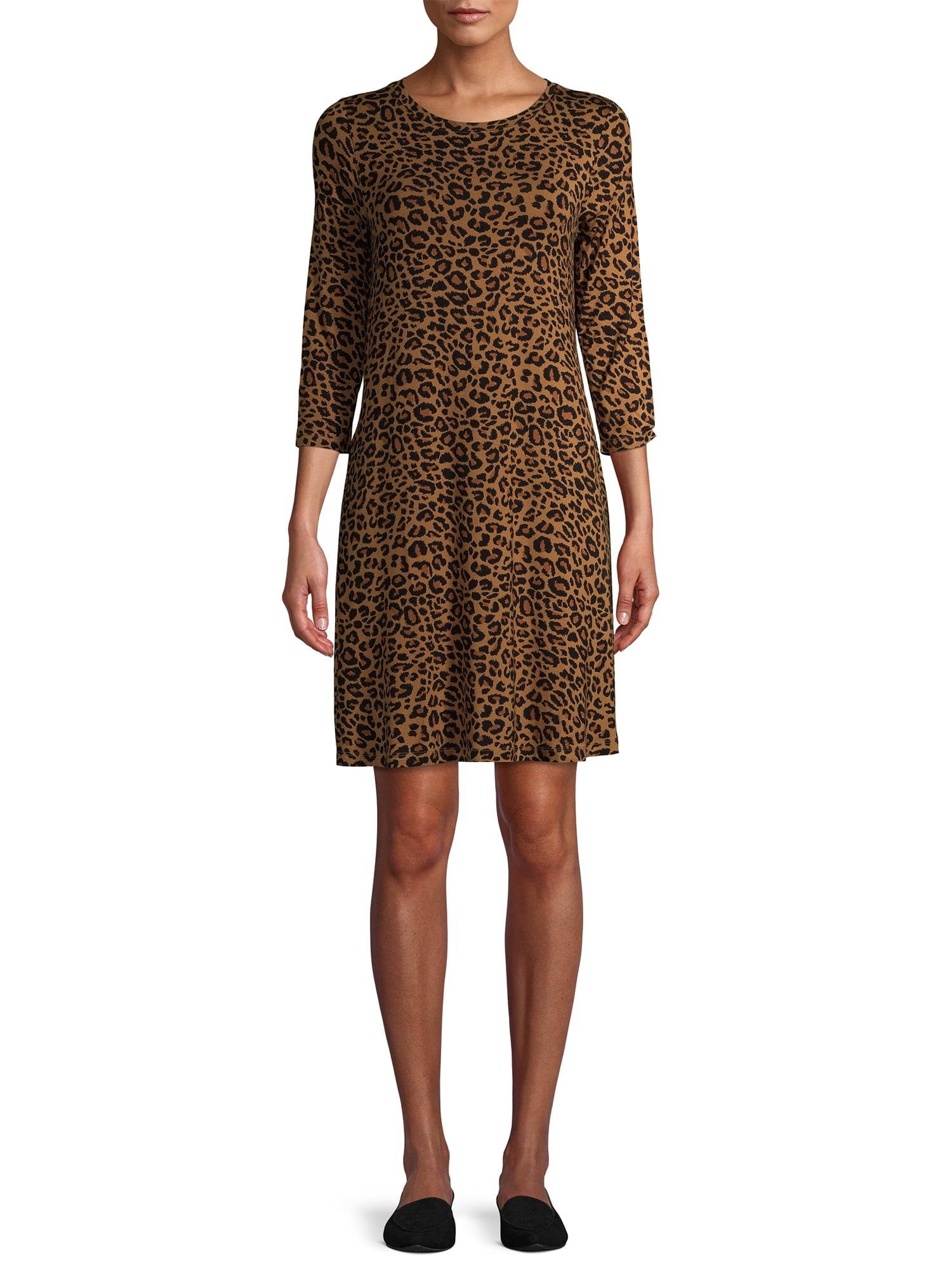 Time and Tru Women's 3/4-Length Sleeve Knit Dress - Walmart.com