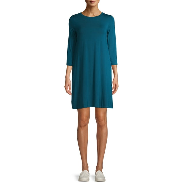 Time and Tru Women's 3/4 Sleeve Knit Dress - Walmart.com