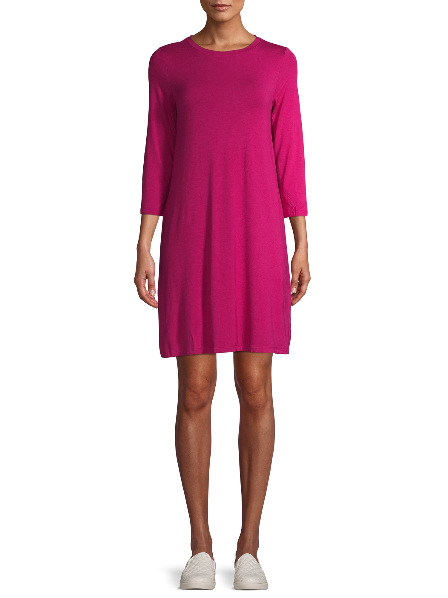 Time and Tru Women's 3/4 Sleeve Knit Dress
