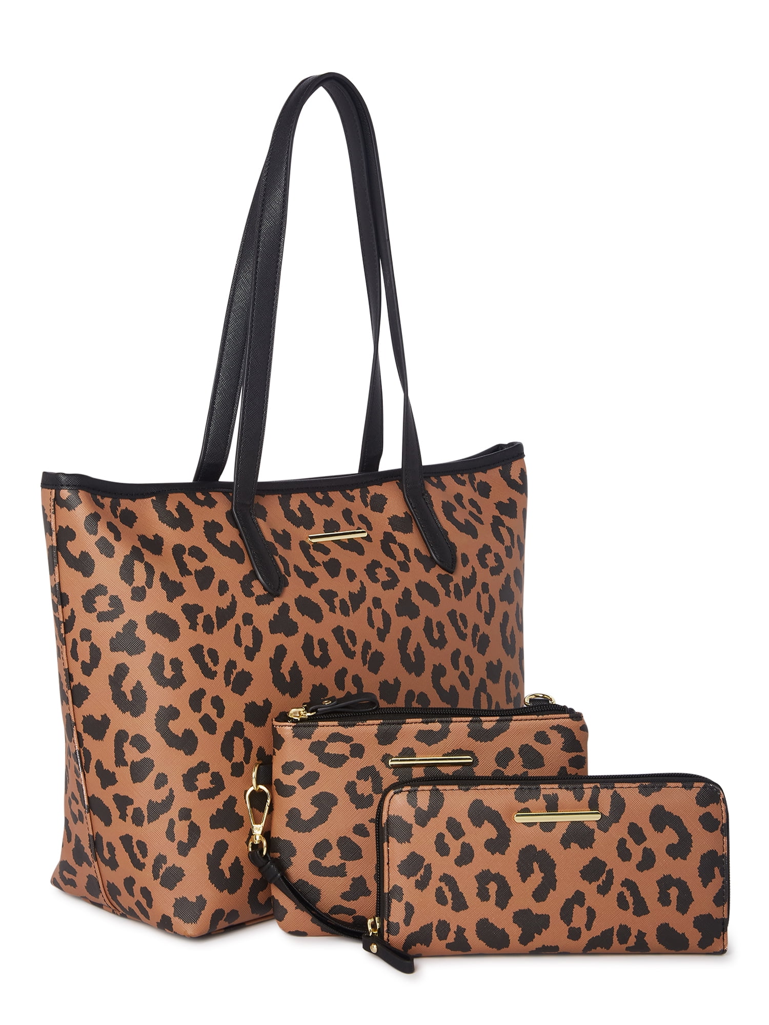 Time and Tru Women's 3-Piece Handbag Set Leopard - Walmart.com